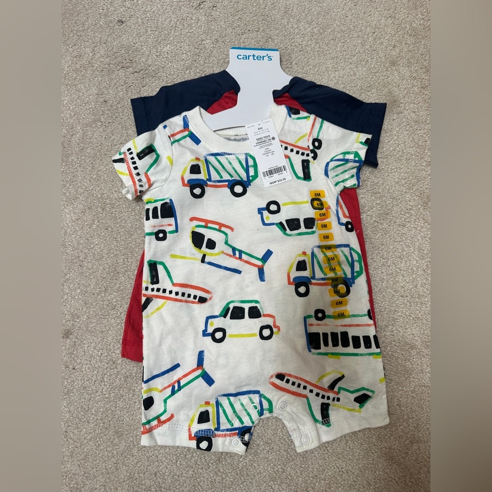 Carter's Baby Rompers with Vehicle Print